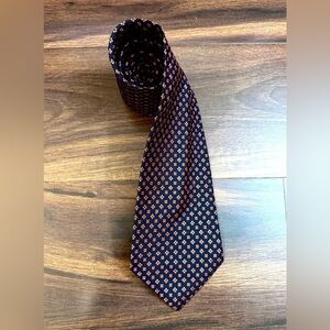 BROOKS BROTHERS Pure Silk Blue and Orange Geometric Tie